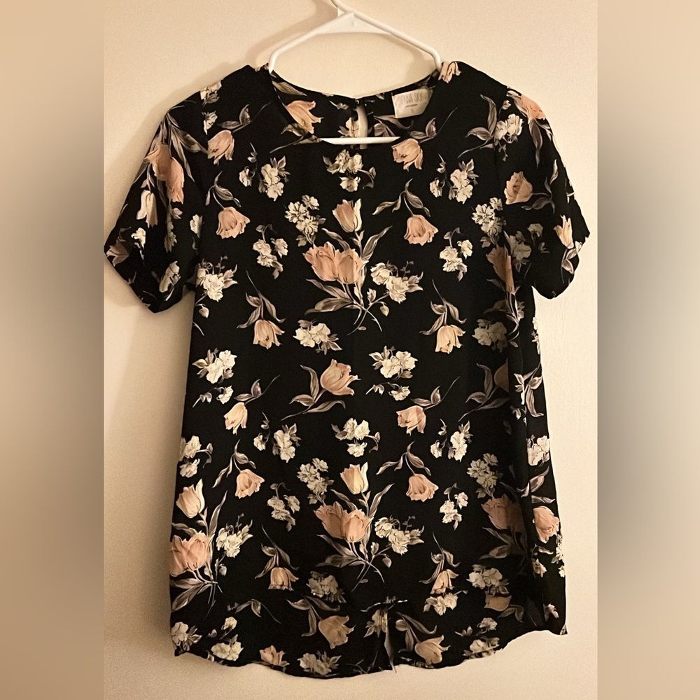 Sienna Sky Floral Black and Cream Women's Top